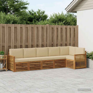 vidaXL Hoekbank Set 5 pcs Naturel Massief Acaciahout en Polyester