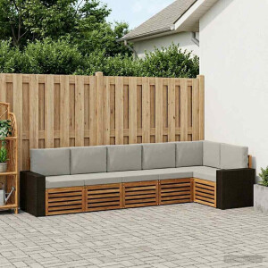 vidaXL Hoekbank Set 6 pcs Naturel en lichtgrijs Massief Acaciahout