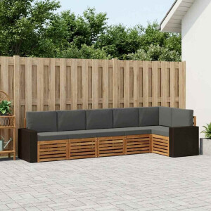 vidaXL Hoekbank Set 6 pcs Natuurlijk en Antraciet Massief Acaciahout