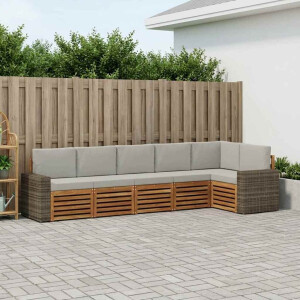 vidaXL Hoekbank Set 6 pcs Naturel en lichtgrijs Massief Acaciahout