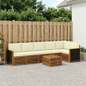 vidaXL Hoekbank Set met kussen 6 pcs Natuurlijk en Crème