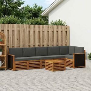 vidaXL Hoekbank Set met kussen 6 pcs Natuurlijk en Antraciet