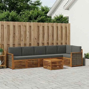 vidaXL Hoekbank Set met kussen 6 pcs Natuurlijk en Antraciet