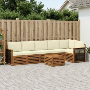 vidaXL Hoekbank Set met kussen 6 pcs Natuurlijk en Crème