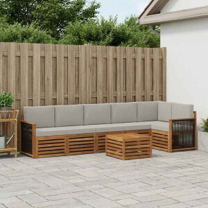 vidaXL Hoekbank Set met kussen 6 pcs Naturel en lichtgrijs