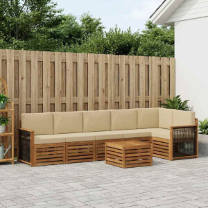 vidaXL Hoekbank Set 6 pcs Naturel Massief Acaciahout en Polyester