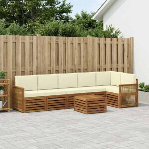 vidaXL Hoekbank Set met kussen 6 pcs Natuurlijk en Crème