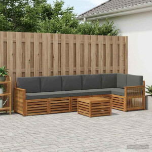 vidaXL Hoekbank Set met kussen 6 pcs Natuurlijk en Antraciet