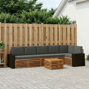 vidaXL Hoekbank Set 7 pcs Natuurlijk en Antraciet Massief Acaciahout