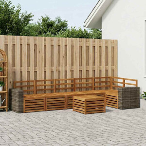 vidaXL Hoekbank Set 7 pcs Naturel Massief Acaciahout