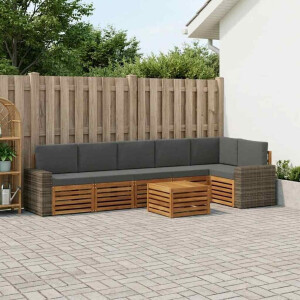 vidaXL Hoekbank Set 7 pcs Natuurlijk en Antraciet Massief Acaciahout