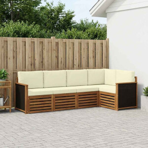 vidaXL Hoekbank Set met kussen 6 pcs Natuurlijk en Crème