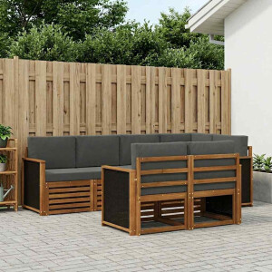 vidaXL Hoekbank Set met kussen 6 pcs Natuurlijk en Antraciet