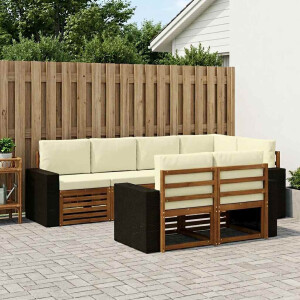 vidaXL Hoekbank Set met kussen 7 pcs Natuurlijk en Crème