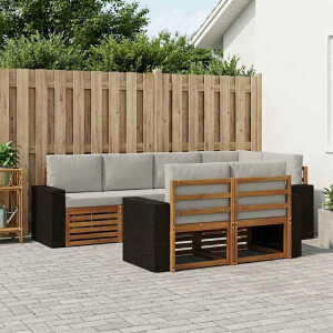 vidaXL Hoekbank Set met kussen 7 pcs Naturel en lichtgrijs