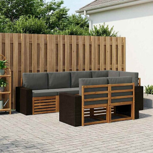 vidaXL Hoekbank Set met kussen 7 pcs Natuurlijk en Antraciet
