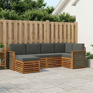 vidaXL Hoekbank Set met kussen 5 pcs Natuurlijk en Antraciet