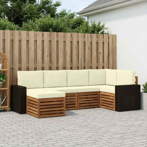 vidaXL Hoekbank Set met kussen 6 pcs Natuurlijk en Crème