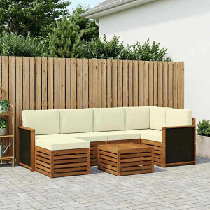 vidaXL Hoekbank Set met kussen 6 pcs Natuurlijk en Crème
