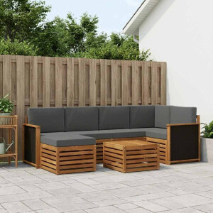 vidaXL Hoekbank Set met kussen 6 pcs Natuurlijk en Antraciet