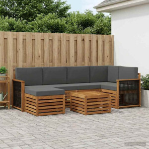 vidaXL Hoekbank Set met kussen 6 pcs Natuurlijk en Antraciet