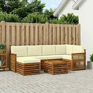 vidaXL Hoekbank Set met kussen 6 pcs Natuurlijk en Crème