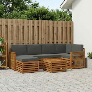 vidaXL Hoekbank Set met kussen 6 pcs Natuurlijk en Antraciet