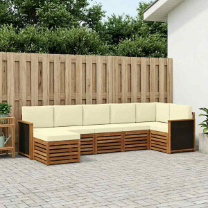 vidaXL Hoekbank Set met kussen 6 pcs Natuurlijk en Crème