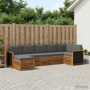 vidaXL Hoekbank Set met kussen 6 pcs Natuurlijk en Antraciet