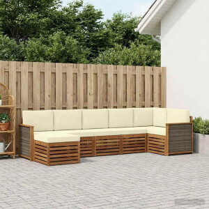 vidaXL Hoekbank Set met kussen 6 pcs Natuurlijk en Crème