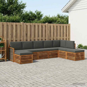 vidaXL Hoekbank Set met kussen 6 pcs Natuurlijk en Antraciet