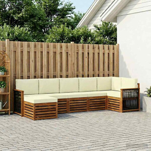 vidaXL Hoekbank Set met kussen 6 pcs Natuurlijk en Crème