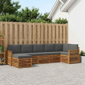 vidaXL Hoekbank Set met kussen 6 pcs Natuurlijk en Antraciet