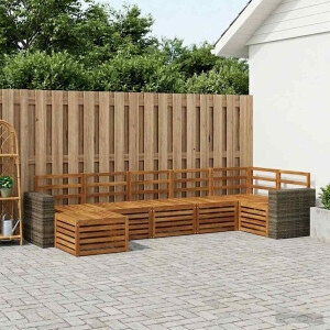 vidaXL Hoekbank Set 7 pcs Naturel Massief Acaciahout