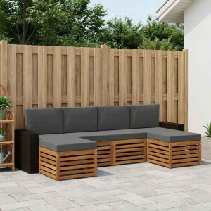 vidaXL Sofa-Sets 6 pcs Natuurlijk en Antraciet Massief Acaciahout