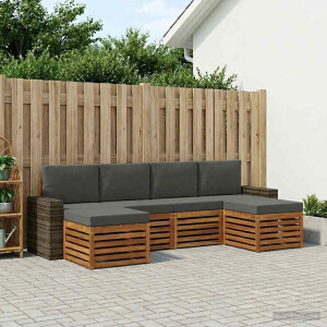 vidaXL Sofa-Sets 6 pcs Natuurlijk en Antraciet Massief Acaciahout