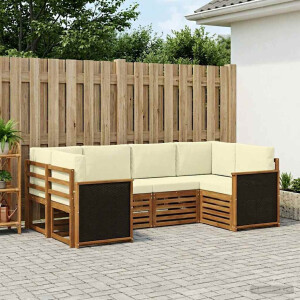 vidaXL Hoekbank Set met kussen 5 pcs Natuurlijk en Crème