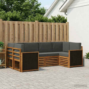 vidaXL Hoekbank Set met kussen 5 pcs Natuurlijk en Antraciet