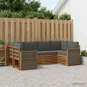 vidaXL Hoekbank Set met kussen 5 pcs Natuurlijk en Antraciet
