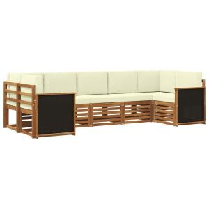 vidaXL Hoekbank Set met kussen 6 pcs Natuurlijk en Crème
