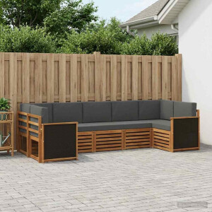 vidaXL Hoekbank Set met kussen 6 pcs Natuurlijk en Antraciet