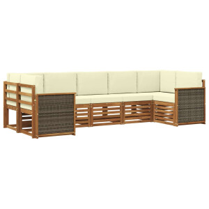 vidaXL Hoekbank Set met kussen 6 pcs Natuurlijk en Crème