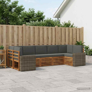 vidaXL Hoekbank Set met kussen 7 pcs Natuurlijk en Antraciet Polyester