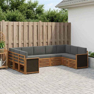 vidaXL Hoekbank Set met kussen 7 pcs Natuurlijk en Antraciet