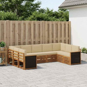 vidaXL Hoekbank Set 7 pcs Naturel Massief Acaciahout en Polyester