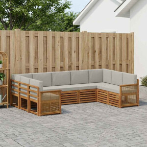 vidaXL Hoekbank Set met kussen 7 pcs Naturel en lichtgrijs