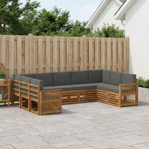 vidaXL Hoekbank Set met kussen 7 pcs Natuurlijk en Antraciet