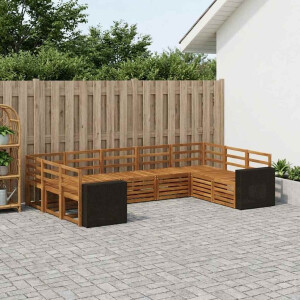 vidaXL Hoekbank Set 9 pcs Naturel Massief Acaciahout