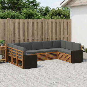 vidaXL Hoekbank Set met kussen 9 pcs Natuurlijk en Antraciet Polyester