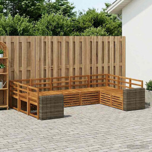 vidaXL Hoekbank Set 9 pcs Naturel Massief Acaciahout